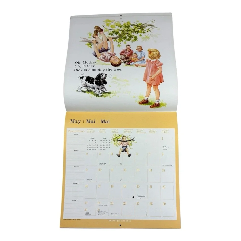 2004‎ Fun with Dick and Jane 16-Month Wall Calendar w/ Stickers Vintage